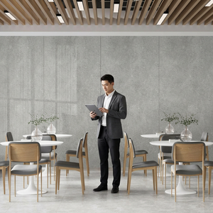 Herican Dalle de pierre frittée brillante de luxe 160x320cm Carreaux de porcelaine gris mat pour sol mural de villa - Product Image 2