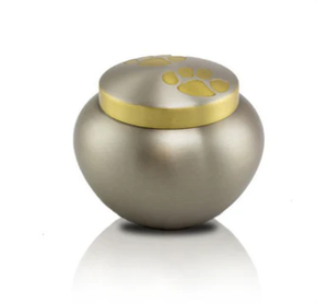Round Metal Cremation Pet Urn with Gold Paw Prints <b>Red</b> Classic Design for Sympathy Gift funeral ashes urn - Product Image 5