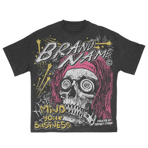 T-shirt surdimensionné en coton épais 100 % personnalisé par le fabricant, coupe ample, avec impression graphique DTG de style streetwear pour hommes - Product Image 2