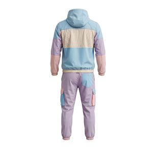Ensemble de survêtements coupe-vent légers à capuche deux pièces, couleur pastel, blocs de couleurs, style cargo, ensemble de survêtements coupe-vent utilitaires - Product Image 3