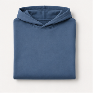 เสื้อฮู้ดดี้ผู้ชายสีน้ำเงินหม่นทรงหลวมแบบสวมใส่สบาย ไม่มีเชือกผูก ด้านหน้าเรียบ ผ้าฝ้ายยืดหยุ่น เฟรนช์เทอร์รี่ รุ่น MHOOD-0014 - Product Image 4