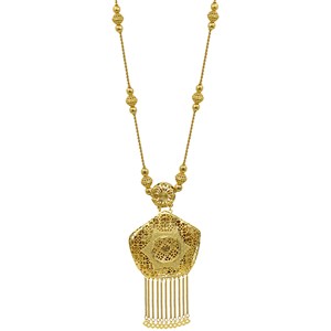 Venta al por mayor: Conjunto de filigrana turca de oro de 14K, 18K, 24K, collares de malla estilo Dubái con pendientes colgantes de borlas para uso nupcial y festivo - Product Image 3