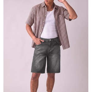 Pantalones Cortos de Mezclilla Gris Oscuro para Hombre, de Primera Calidad, Corte Recto, Cintura Media, Estilo Casual de Verano, Tela de Algodón Lavada, OEM ODM - Product Image 5