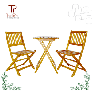 THINH PHU FURNITURE TP2143 Modern Modular Sectional LISA Patio Bistro Coffee Shop Garden Set (3pcs) Waterproof Acacia 5cm Seat - Product Image 3