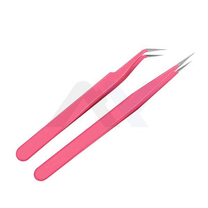 Ensemble de pinces professionnelles pour extensions de cils, 2 pièces, pinces de précision à pointe droite et courbée pour une pose d'extensions de cils impeccable - Product Image 1