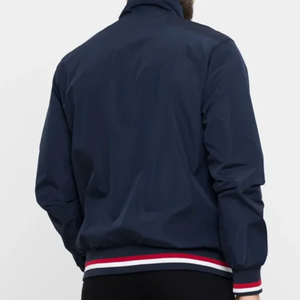 Blouson bomber bleu marine pour homme, couleur unie, fermeture éclair, col montant, vêtement décontracté pour l'automne, matière polyester, coupe classique - Product Image 2