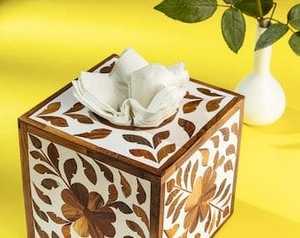 New Design Mother of Pear & Bone Inlay Tissue Box Table Decoration & Accessories <b>MOP</b> Bone Inlay Tissue Box for Home Hotel Table - Product Image 3