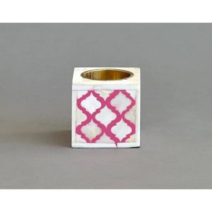 FAIZA CRAFT Bone and Mother of Pearl Inlay Wood Eco-Friendly Square & Round Handmade <b>Candle</b> Holder Bakhoor Burner From India - Product Image 6