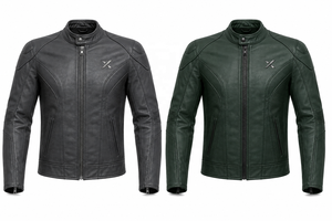 Blouson de moto en cuir Performance Café |   Vert charbon noir |   Fabricant OEM ODM |   Qualité de conception haut de gamme |   Vêtements de course - Product Image 5