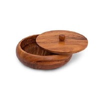 Boîte à roti en bois de manguier imprimée émail floral, pot à ragoût en bois peint à la main pour accessoires de cuisine - En promotion