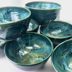 Bol de luxe en céramique, vert sarcelle profond, glaçure réactive, intérieur brillant, sans danger pour les aliments, résistant à la décoloration, pour une vaisselle moderne et élégante - Product Image 2