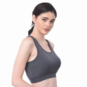 Sujetador deportivo gris para mujer con espalda cruzada, cuello redondo, alta sujeción, para yoga, transpirable y de ajuste perfecto - Product Image 4