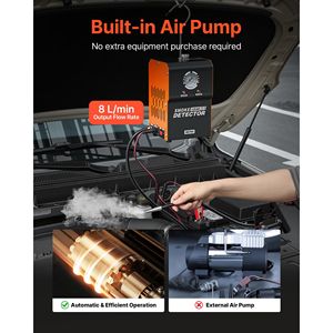 เครื่องตรวจจับรอยรั่วควันสำหรับยานยนต์ DC 12V เครื่องทดสอบระบบ EVAP แบบสุญญากาศ พร้อมปั๊มลมในตัว เกจวัดแรงดัน 2 โหมด สำหรับรถบรรทุก - Product Image 6