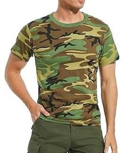 T-shirt pour homme à manches courtes, imprimé camouflage rouge, bleu et blanc, coupe ajustée, col rond, décontracté, respirant, en polyester tricoté - Product Image 3