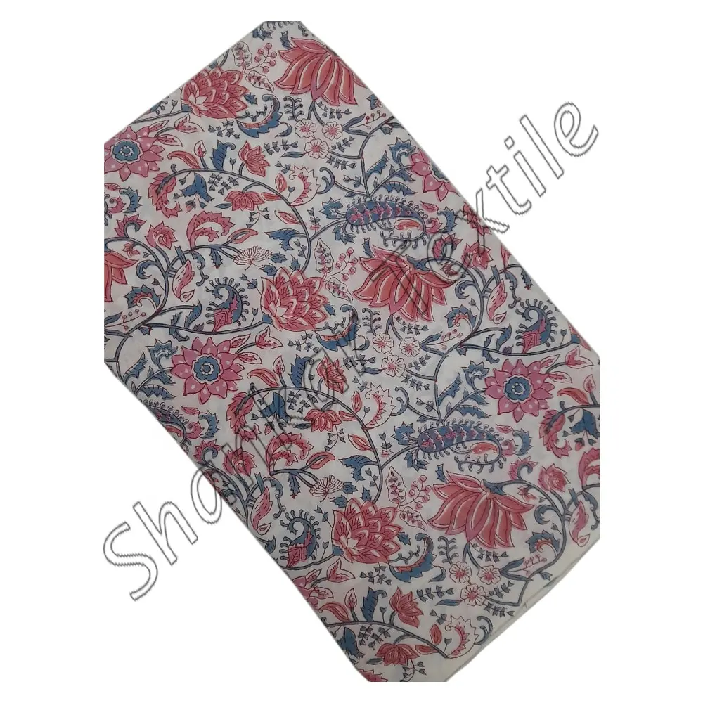 MSCF064 Bloc à Main Feuille Imprimé 100% Pur Coton Tissu pour la Fabrication de Vêtements Bloc à Main Jaipuri Sanganeri Imprimé