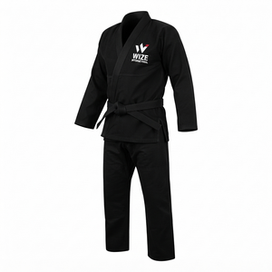 Kimono de BJJ unisex para adultos, 100% algodón, uniforme de artes marciales, diseño de logotipo frontal duradero, color granate. - Product Image 3