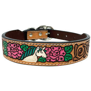 Collar de Perro de Cuero Acolchado con Malla Suave de Lujo Unicornio, con Hebilla de Remache, Estilo Clásico, Ajustable para Todas las Estaciones - Product Image 1