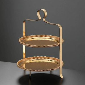 Durable 2 Tier Metal <b>Cake</b> <b>Stand</b> ith Handle Dessert Display Rack <b>for</b> Wedding Party Birthday Cupcake Display <b>Stand</b> On <b>Sale</b> - Product Image 5