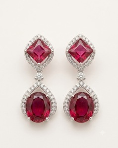 Pendientes de Diamantes Americanos Brillantes de Moda, Piedras Ovaladas y Cuadradas de Primera Calidad, Colección de Accesorios Elegantes para Mujer - Product Image 3