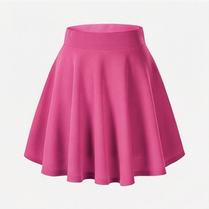 Jupe courte trapèze pour femme, couleur unie, en satin, taille élastique, tissu doux, à porter toute l'année - Product Image 1