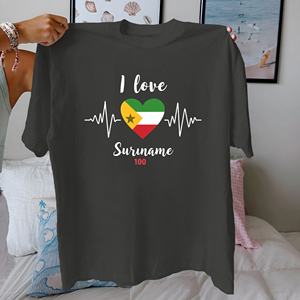 I Love เสื้อยืดผู้หญิงผ้าคอตตอนแท้รูปหัวใจ, เสื้อยืดสวมใส่สบาย - Product Image 2