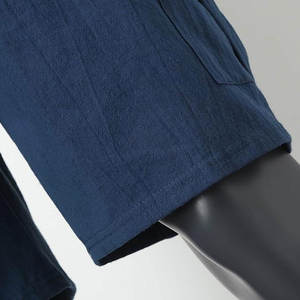 กางเกงขาสั้นผ้าแคนวาสแบบผูกเชือกสำหรับผู้ชายกางเกงขาสั้นผ้าฝ้าย100% แบบหลวมลายกรดซักในฤดูร้อนออกแบบได้ตามต้องการ - Product Image 6