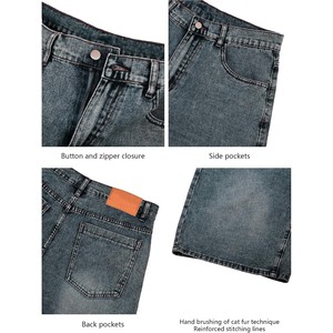 Nuevos Pantalones Cortos de Mezclilla para Hombre, Cintura Alta, Corte Recto, Lavado a la Piedra, Algodón, Casuales, Transpirables, para Verano, OEM ODM - Product Image 6