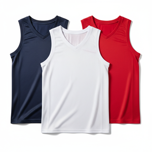Maillot de basket-ball en maille respirante personnalisable, unisexe, col en V court, séchage rapide, nom d'équipe personnalisé, marque, 100% polyester - Product Image 2