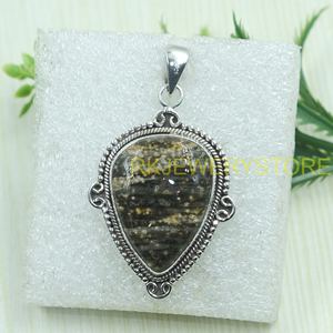 Colgante de Plata con Jaspe Oceánico Natural, Hecho a Mano, Estilo Boho Vintage, Forma de Escudo, Joyería Distintiva, Regalo Único con Piedra Preciosa para Ella, Él, Mujer, Hombre - Product Image 6