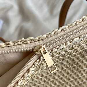 Sac à bandoulière tressé décontracté pour les <span class=keywords><strong>vacances</strong></span>, sac fourre-tout de plage en paille naturelle, cadeau de demoiselle d'honneur en gros - Product Image 6