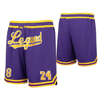 Shorts de basket-ball personnalisés en mesh unisexe, respirants, séchage rapide, durables, impression numérique, broderie, nom et numéro d'équipe, adultes