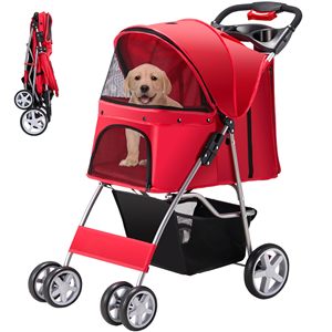 Cochecito Premium para mascotas de cuatro ruedas con correas de seguridad, Cabina espaciosa de tela impermeable y ruedas lisas, 2017 - Product Image 1
