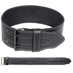 Meilleure qualité en gros 4 pouces de large ceinture d'haltérophilie en cuir robuste 6MM en cuir véritable Double broche ceinture d'haltérophilie - Product Image 2