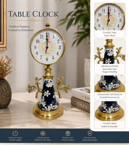 UNICORN HANDICRAFTS Vintage Metal Desk <b>Clock</b> <b>Mechanical</b> Movement Silent Design Antique Style Circular Face Durable Portable - Product Image 3