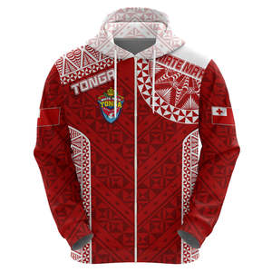 Tonga Custom OEM Service <b>Hoodie</b> <b>Red</b> Solid Men's Casual Sweatshirt with Pocket and Logo Front Breathable Eco-Friendly Winter - Product Image 4