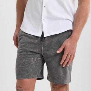 Shorts de sport respirants en molleton 100 % coton délavé à l'acide, écologiques, pour hommes, style streetwear, avec cordon de serrage, fabrication usine - Product Image 2