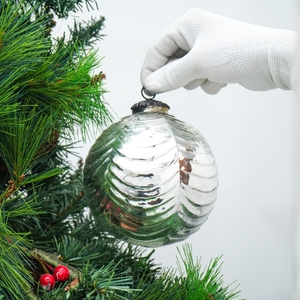 Wholesale Shiny Silver Glass Christmas <b>Ornament</b> Transparent Round Hanging Bauble Elegant Tree Decoration - Product Image 2