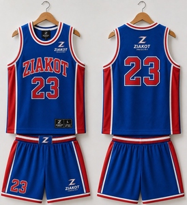 Maillot de basketball personnalisé col rond côtelé rouge-blanc, le plus vendu de l'industrie, vente en gros directe - Product Image 1