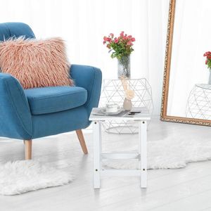 Tavolino da Caffè Quadrato in Legno da 15 Pollici con Estremità a Doghe per Uso Esterno in Giardino - Product Image 3