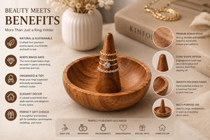 Wooden Jewelry Dish Ring Stand Handcrafted Classic Design Shape Large Capacity 3-6L Durable Finish for Necklace <b>Earring</b> <b>Storage</b> - Product Image 4