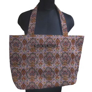 Bolso de compras de lona de algodón hecho a mano con estampado de bloque de mano, bolso de mano para mujer, bolso de hombro con estampado de bloque de mano hecho a mano - Product Image 1