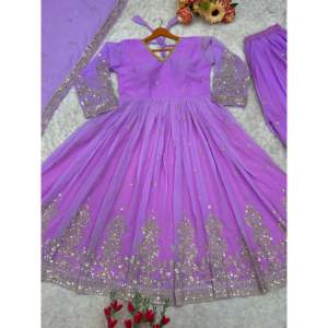 Designer Anarkali Robe et pantalon avec Dupatta Party Wear Robes de bal Look - Product Image 4