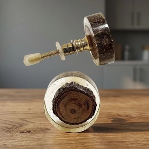 Modern Round Wooden <b>Cabinet</b> Knob with Brass Screw Eco-Friendly Multi-Function <b>Kitchen</b> Bedroom & Bathroom Furniture Pull - Product Image 1
