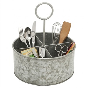 Support à ustensiles de cuisine en métal galvanisé style ferme avec poignée unique – Vente en gros pour fabricants et grossistes - Product Image 1