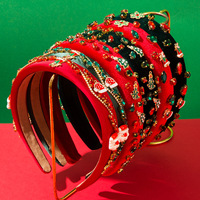 Serre-tête de Noël orné de strass, bandeau Alice festif, accessoires de cheveux de fête pour femmes