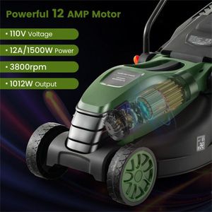 Tagliaerba Elettrico Semovente a Filo da 13,5 Pollici, 12 Ampere, Doppio Interruttore di Sicurezza, Verde, Personalizzabile, Supporto OEM per Raccoglierba - Product Image 3