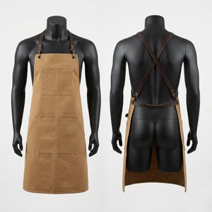 Classic Eco-Friendly UV Protection Bib Apron Leather Adjustable Cross Back Straps with Pockets for <b>Cooking</b> Work Suit - Product Image 1