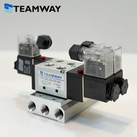 Vanne solénoïde TEAMWAY PV 1/4" avec support de montage G Port, système de commande pneumatique 5/2 5/3 voies à bobine simple ou double, 100% compatible