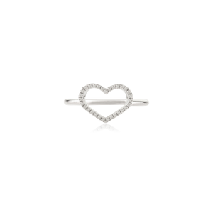 Wholesale New Design Trending Round Cut Diamond Open Heart Shape <b>Ring</b> Everyday Stackable Promise Jewelry 14K Solid White Gold - Product Image 1