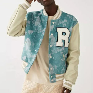 Nouvelle veste universitaire ajustée pour étudiant, style baseball, en laine violette, avec manches en cuir blanc, en toile imperméable - Product Image 1